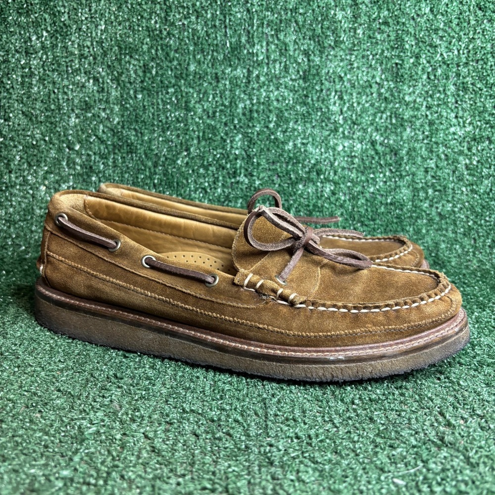 J.Crew Camden Suede Moccasin Crepe Sole Slip On Boat‎ Shoes Brown Mens Size 10.5